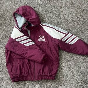 Vintage STARTER Montana Grizzlies Maroon and White Puffer Jacket